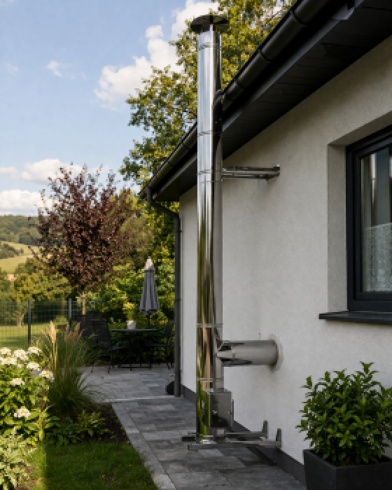 DW Bausatz Außenwand Ø 150 mm Edelstahl Schornstein 2,2–12,2 m